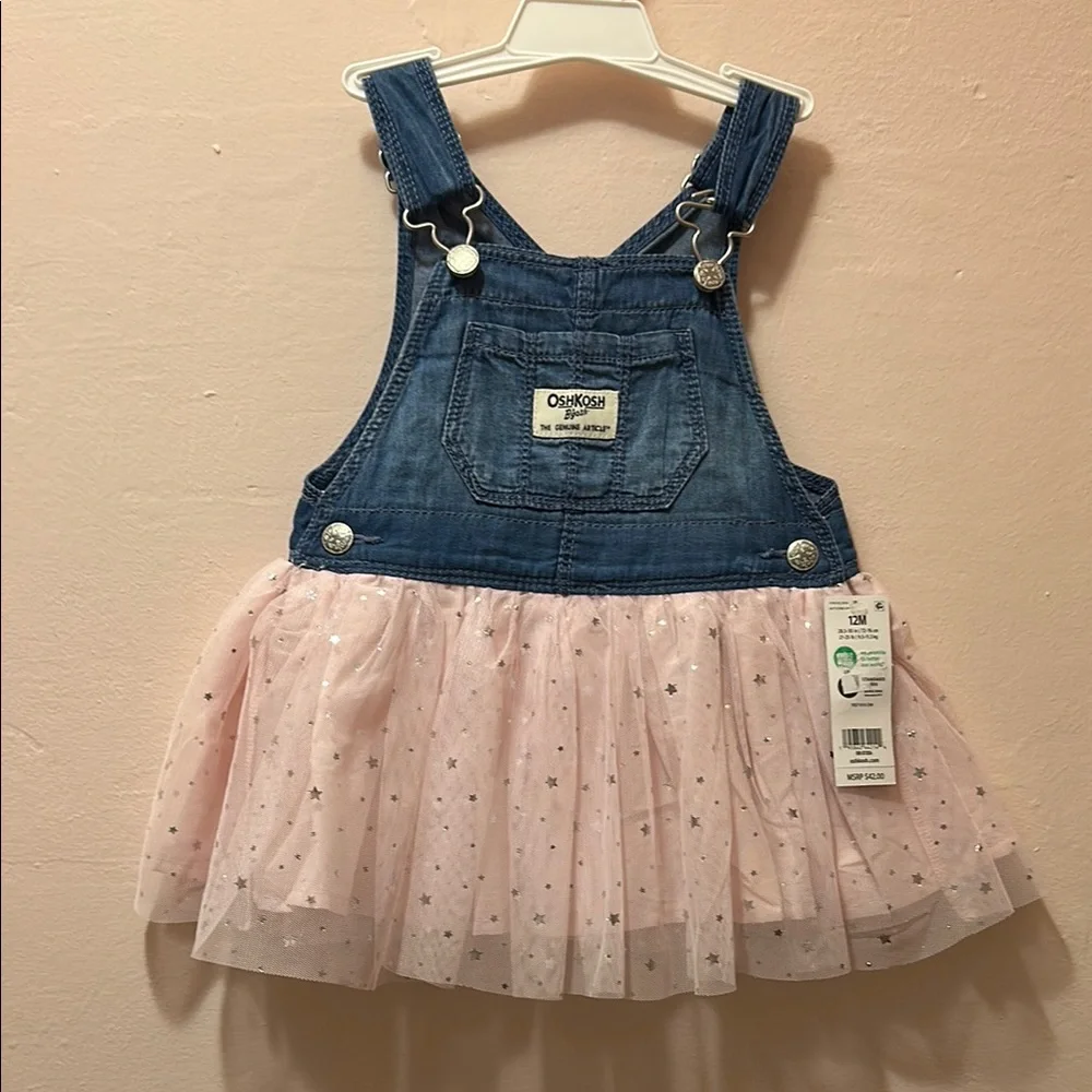 OshKosh B'gosh Blue Denim Dress with Pink Starry Tulle